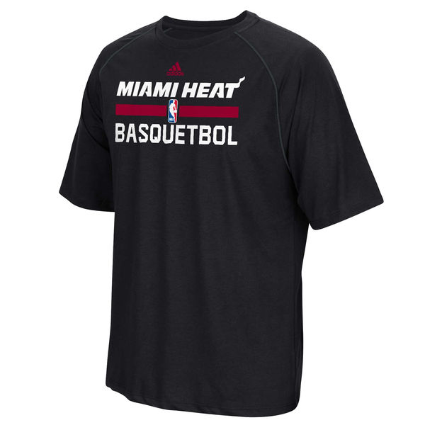 NBA Men Miami Heat adidas Noches EneBeA Practicewear Performance TShirt Black